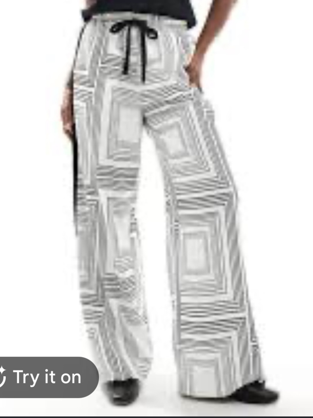 Geometric Wide-Leg Track Pants